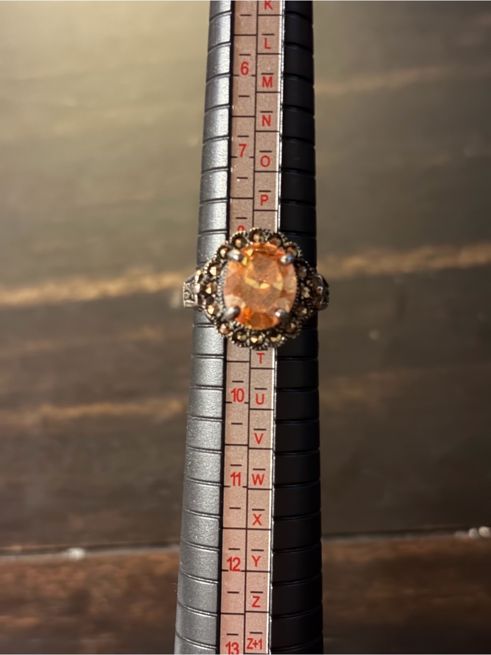 Sterling Silver Ring with Orange Stone